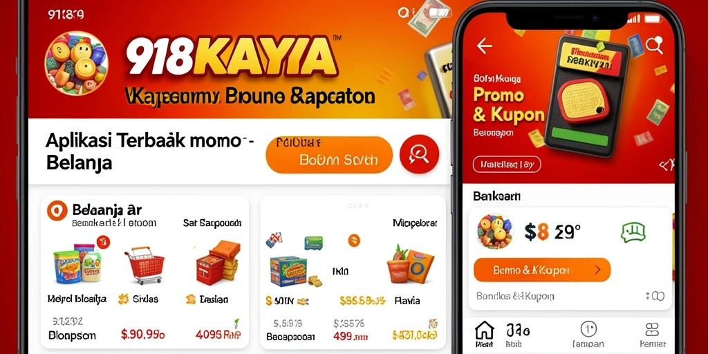 Tampilan antarmuka 918KAYA yang menonjolkan kupon dan promo.