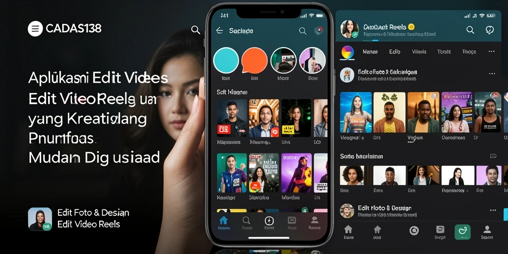 Tampilan antarmuka aplikasi CADAS138 untuk Edit Video Reels.