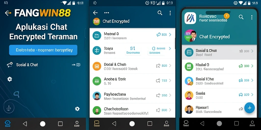 Antarmuka aplikasi FANGWIN88 dengan fitur Chat Encrypted yang aman.
