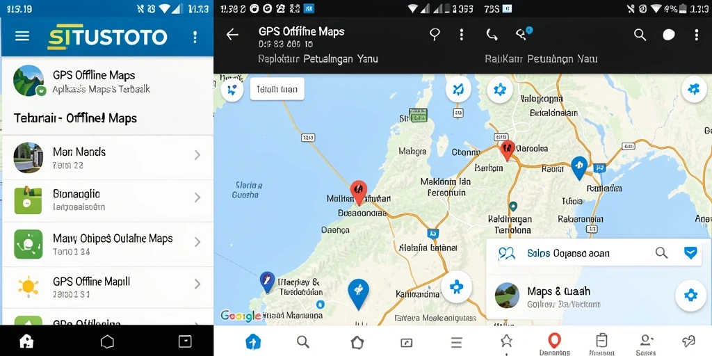 Tampilan antarmuka pengguna aplikasi SITUSTOTO untuk navigasi peta offline.