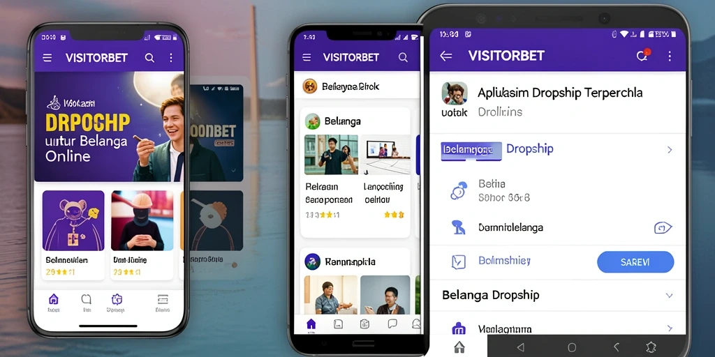 Tampilan utama aplikasi VISITORBET yang menampilkan produk dropship.