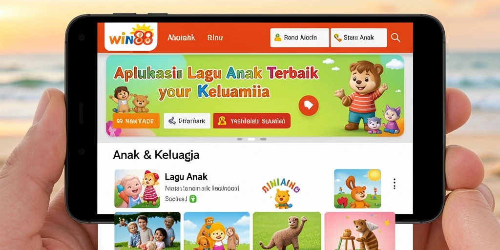 Tampilkan antarmuka <strong>WIN88</strong> dengan berbagai lagu anak.