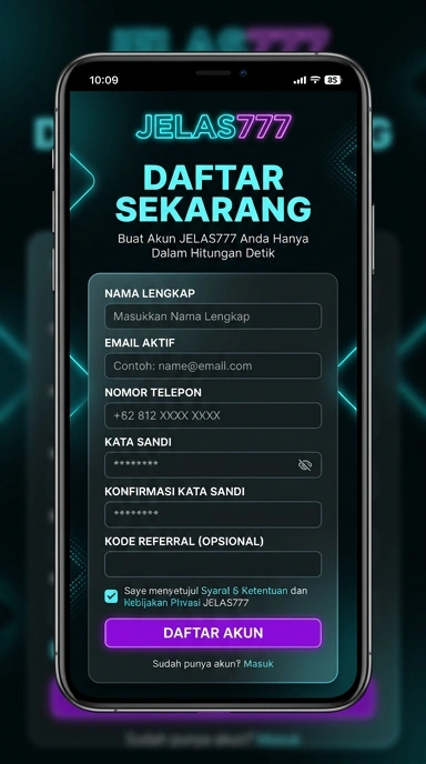 Tampilan halaman daftar jelas777